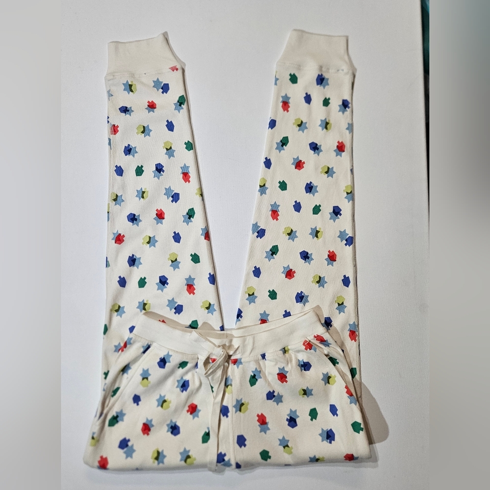 Hannah Anderson Holiday Jogger Pants Womens XS‎ White Dradel Star Of David Print - Picture 3 of 8